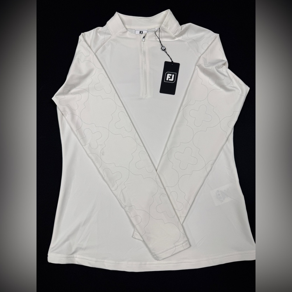 FootJoy - Women’s Small - White Printed Sleeve 1/4 Zip - NEW